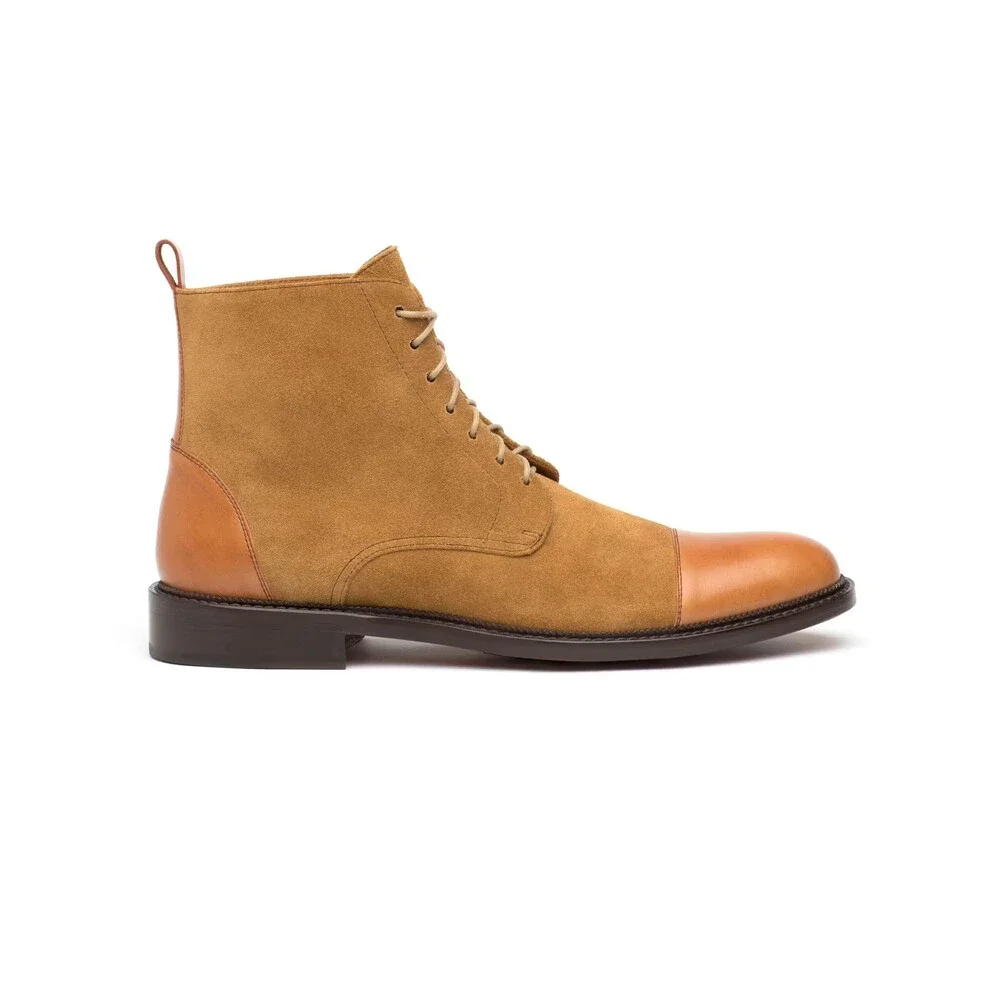 TAFT 40 The Troy Boot Ochre 2 tone oxford leather mens lace up dress suede tan